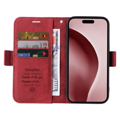 For iPhone 16 Pro BETOPNICE Dual-side Buckle Leather Phone Case(Red) - iPhone 16 Pro Cases by BETOPNICE | Online Shopping UK | buy2fix