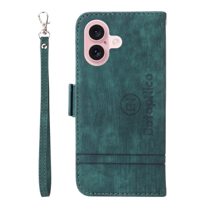 For iPhone 16 BETOPNICE Dual-side Buckle Leather Phone Case(Green) - iPhone 16 Cases by BETOPNICE | Online Shopping UK | buy2fix