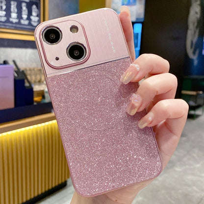 For iPhone 13 Magsafe Magnetic Metallic Glitter Powder Shockproof Phone Case(Pink) - iPhone 13 Cases by buy2fix | Online Shopping UK | buy2fix