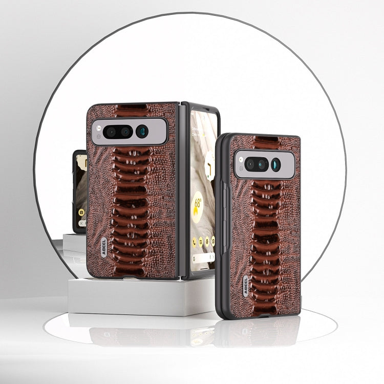 For Google Pixel Fold ABEEL Genuine Leather Weilai Series Phone Case(Coffee) - Google Cases by buy2fix | Online Shopping UK | buy2fix