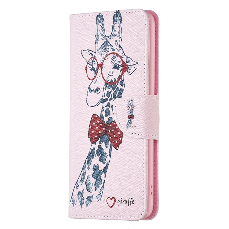 For iPhone 16 Colored Drawing Pattern Leather Phone Case(Giraffe) - iPhone 16 Cases by buy2fix | Online Shopping UK | buy2fix