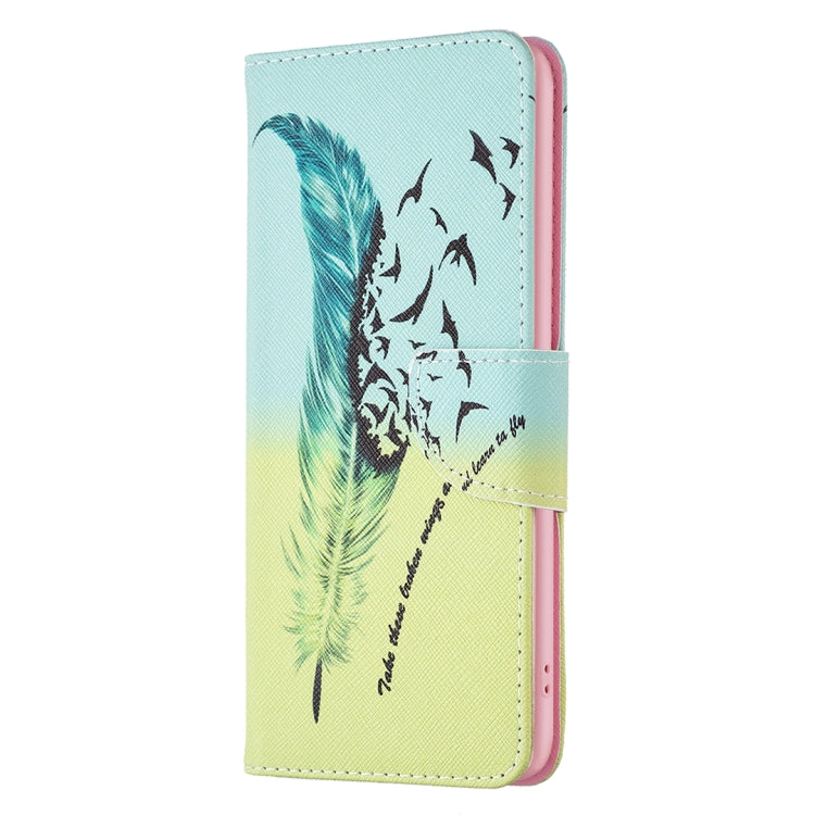 For iPhone 16 Colored Drawing Pattern Leather Phone Case(Feather) - iPhone 16 Cases by buy2fix | Online Shopping UK | buy2fix