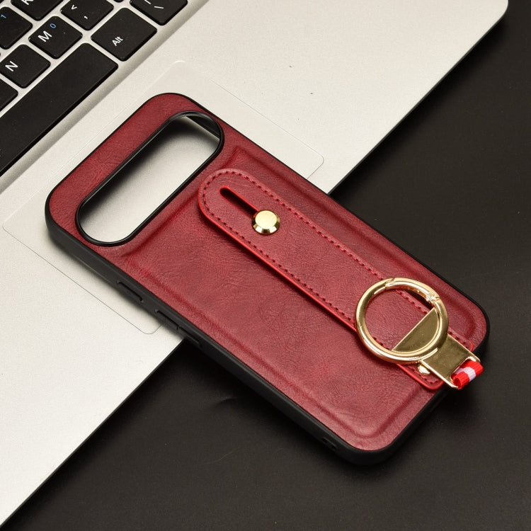 For Google Pixel 9 Pro Wristband Leather Back Phone Case(Red) - Google Cases by buy2fix | Online Shopping UK | buy2fix