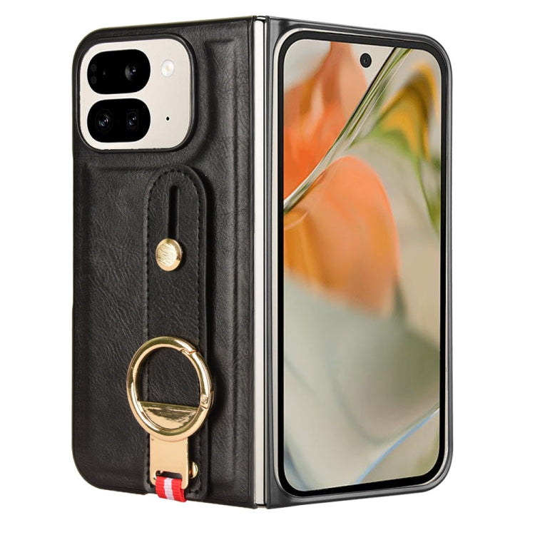 For Google Pixel 9 Pro  Fold Wristband Leather Back Phone Case(Black) - Google Cases by buy2fix | Online Shopping UK | buy2fix