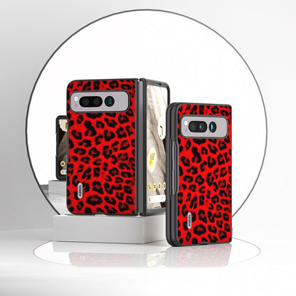 For Google Pixel Fold ABEEL Black Edge Leopard Phone Case(Red) - Google Cases by buy2fix | Online Shopping UK | buy2fix