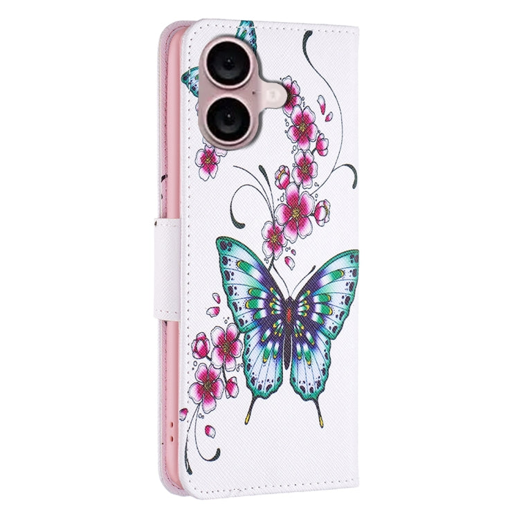 For iPhone 16 Plus Colored Drawing Pattern Flip Leather Phone Case(Flowers Butterfly) - iPhone 16 Plus Cases by buy2fix | Online Shopping UK | buy2fix