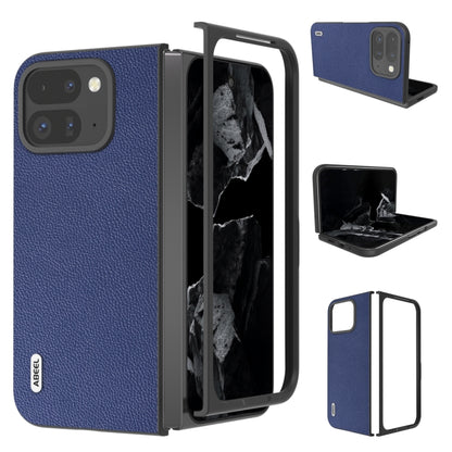 For Google Pixel 9 Pro Fold ABEEL Black Edge Genuine Leather Mino Phone Case(Royal Blue) - Google Cases by buy2fix | Online Shopping UK | buy2fix