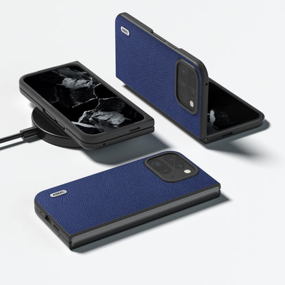 For Google Pixel 9 Pro Fold ABEEL Black Edge Genuine Leather Mino Phone Case(Royal Blue) - Google Cases by buy2fix | Online Shopping UK | buy2fix