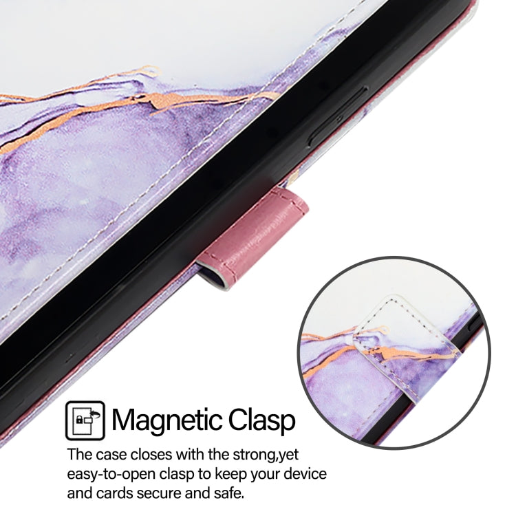 For iPhone SE 2024 PT003 Marble Pattern Flip Leather Phone Case(White Purple LS006) - More iPhone Cases by buy2fix | Online Shopping UK | buy2fix