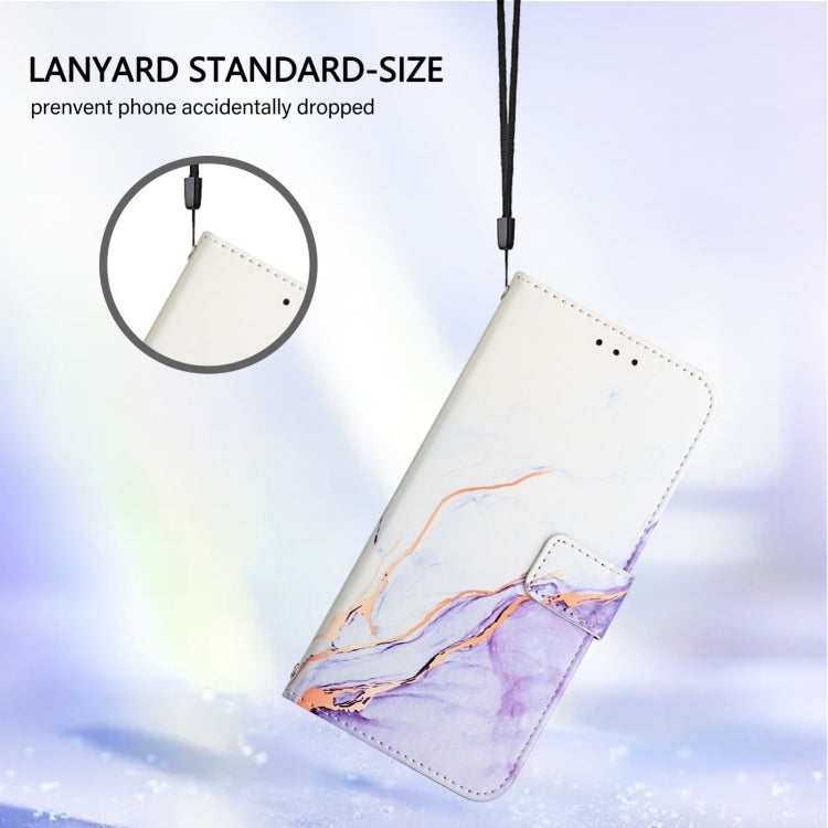 For iPhone 16 Pro Max PT003 Marble Pattern Flip Leather Phone Case(White Purple LS006) - iPhone 16 Pro Max Cases by buy2fix | Online Shopping UK | buy2fix