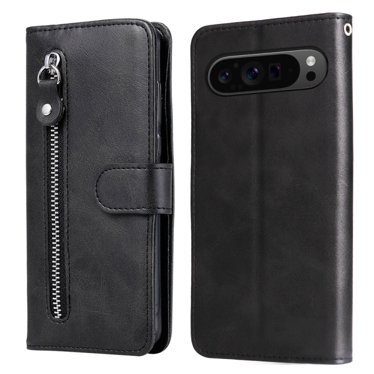 For Google Pixel 9 Pro Fashion Calf Texture Zipper Leather Phone Case(Black) - Google Cases by buy2fix | Online Shopping UK | buy2fix