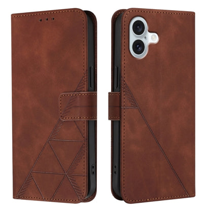 For iPhone 16 Plus Crossbody 3D Embossed Flip Leather Phone Case(Brown) - iPhone 16 Plus Cases by buy2fix | Online Shopping UK | buy2fix