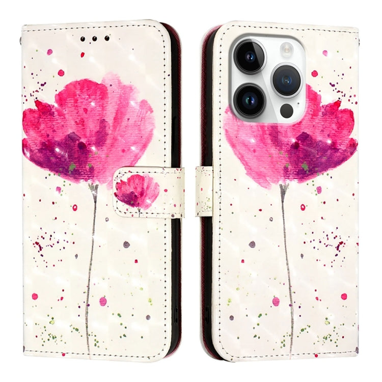 For iPhone 16 Pro 3D Painting Horizontal Flip Leather Phone Case(Flower) - iPhone 16 Pro Cases by buy2fix | Online Shopping UK | buy2fix