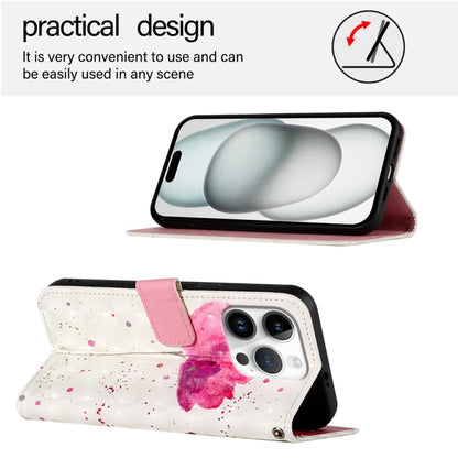 For iPhone 16 Pro 3D Painting Horizontal Flip Leather Phone Case(Flower) - iPhone 16 Pro Cases by buy2fix | Online Shopping UK | buy2fix