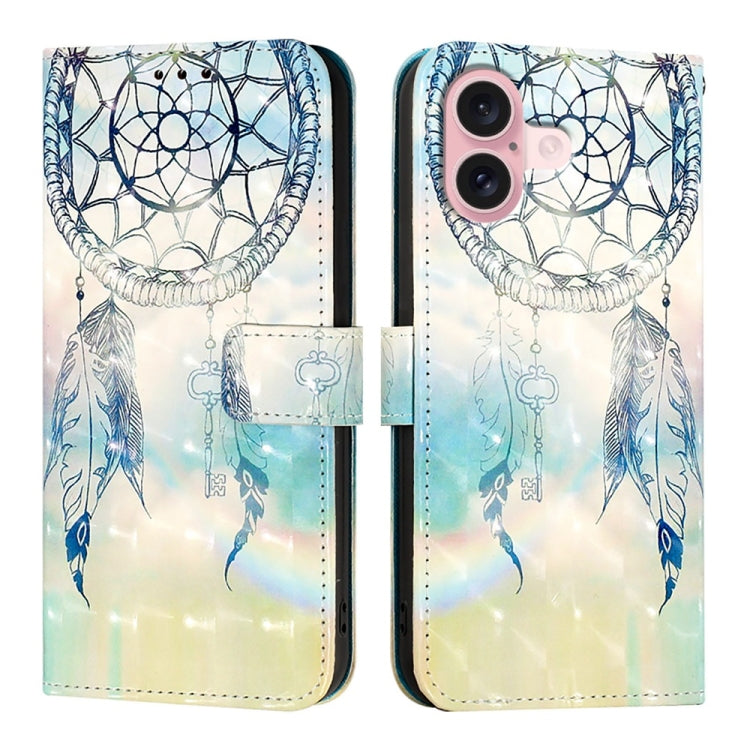 For iPhone 16 3D Painting Horizontal Flip Leather Phone Case(Dream Wind Chimes) - iPhone 16 Cases by buy2fix | Online Shopping UK | buy2fix