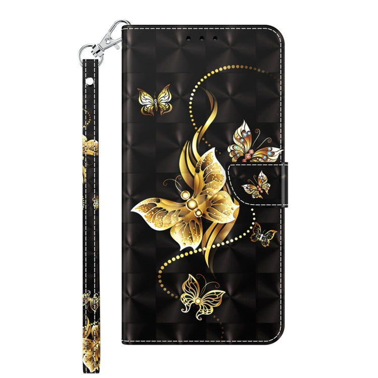 For Google Pixel 9 3D Painted Pattern Leather Phone Case(Golden Butterfly) - Google Cases by buy2fix | Online Shopping UK | buy2fix