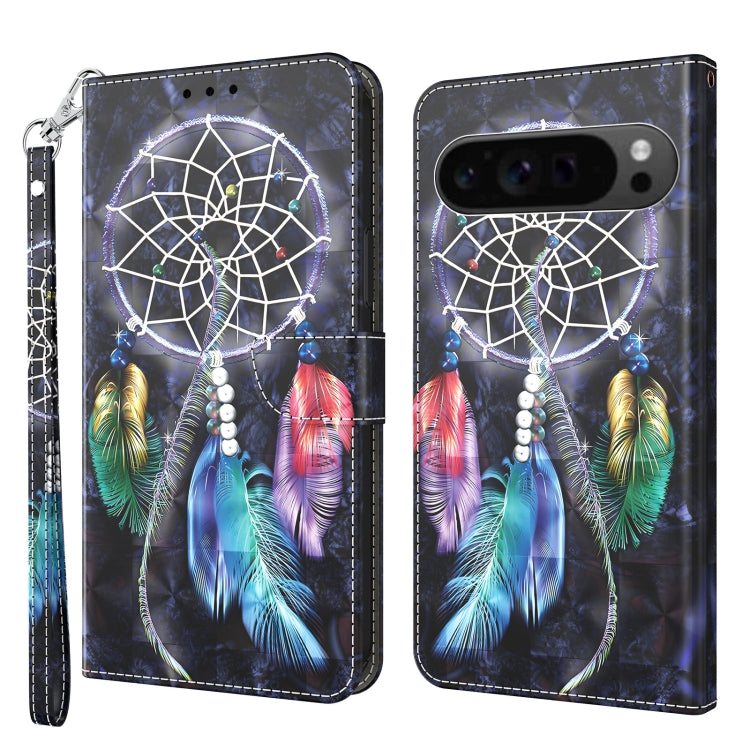 For Google Pixel 9 Pro XL 3D Painted Pattern Leather Phone Case(Colorful Dreamcatcher) - Google Cases by buy2fix | Online Shopping UK | buy2fix