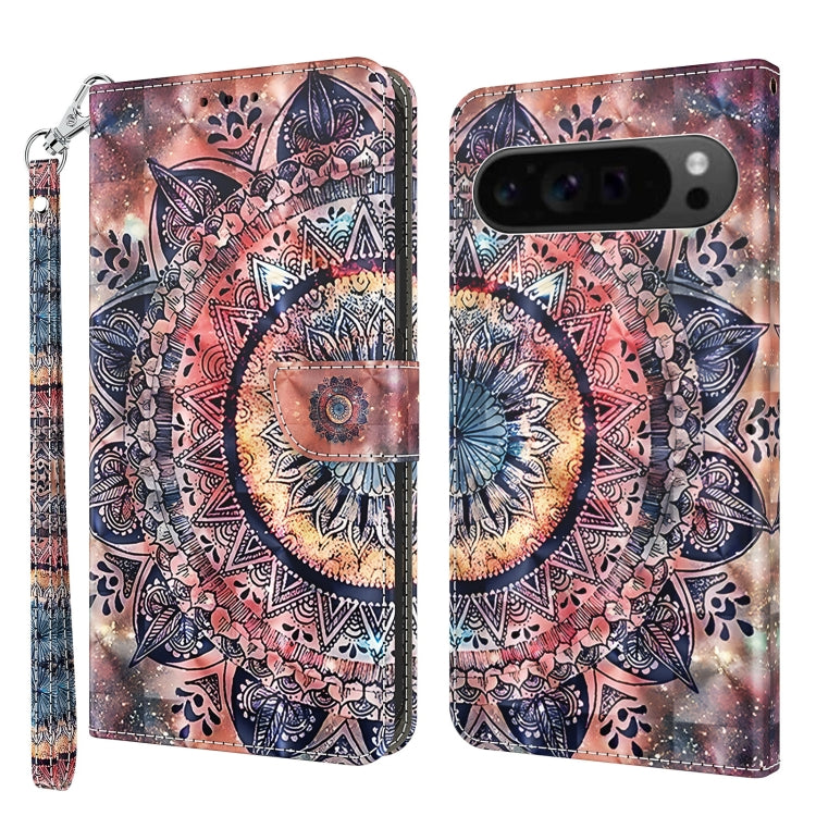 For Google Pixel 9 Pro XL 3D Painted Pattern Leather Phone Case(Colorful Mandala) - Google Cases by buy2fix | Online Shopping UK | buy2fix