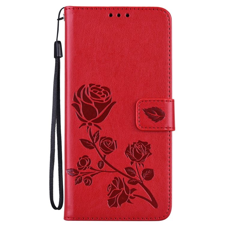 For Xiaomi Redmi Note 12 5G Global/Poco X5 Rose Embossed Flip PU Leather Phone Case(Red) - Xiaomi Cases by buy2fix | Online Shopping UK | buy2fix