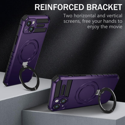 For iPhone 14 MagSafe Magnetic Holder Phone Case(Purple) - iPhone 14 Cases by buy2fix | Online Shopping UK | buy2fix