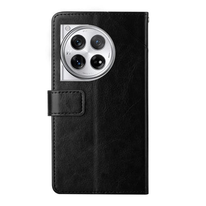 For OnePlus 12 5G Global Y-shaped Pattern Flip Leather Phone Case(Black) - OnePlus Cases by buy2fix | Online Shopping UK | buy2fix