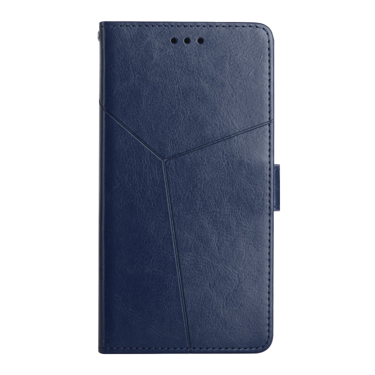 For OnePlus 12 5G Global Y-shaped Pattern Flip Leather Phone Case(Blue) - OnePlus Cases by buy2fix | Online Shopping UK | buy2fix