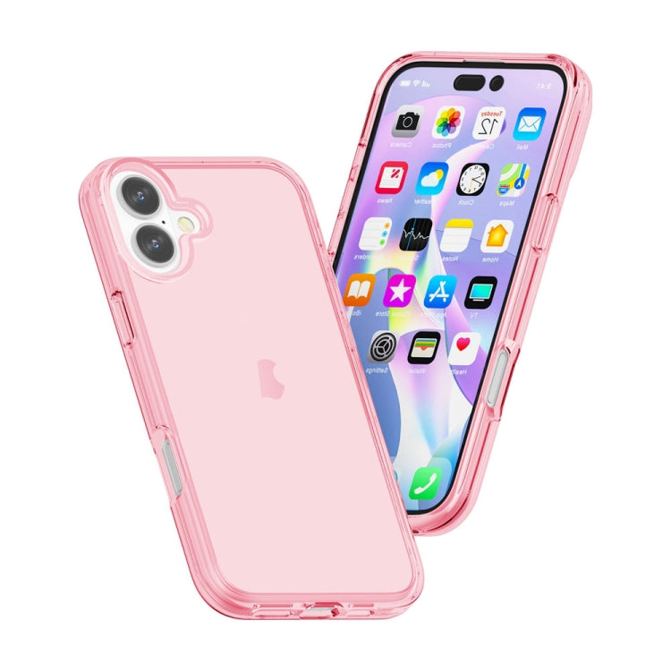 For iPhone 16 Shockproof Terminator Transparent Phone Case(Pink) - iPhone 16 Cases by buy2fix | Online Shopping UK | buy2fix