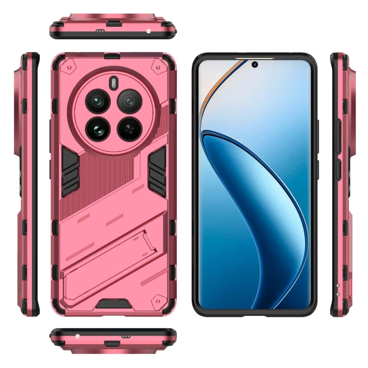 For Realme 12 Pro 5G Global Punk Armor 2 in 1 PC + TPU Phone Case with Holder(Light Red) - Realme Cases by buy2fix | Online Shopping UK | buy2fix