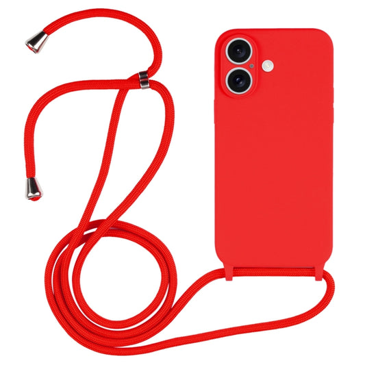 For iPhone 16 Plus Crossbody Lanyard Liquid Silicone Case(Red) - iPhone 16 Plus Cases by buy2fix | Online Shopping UK | buy2fix