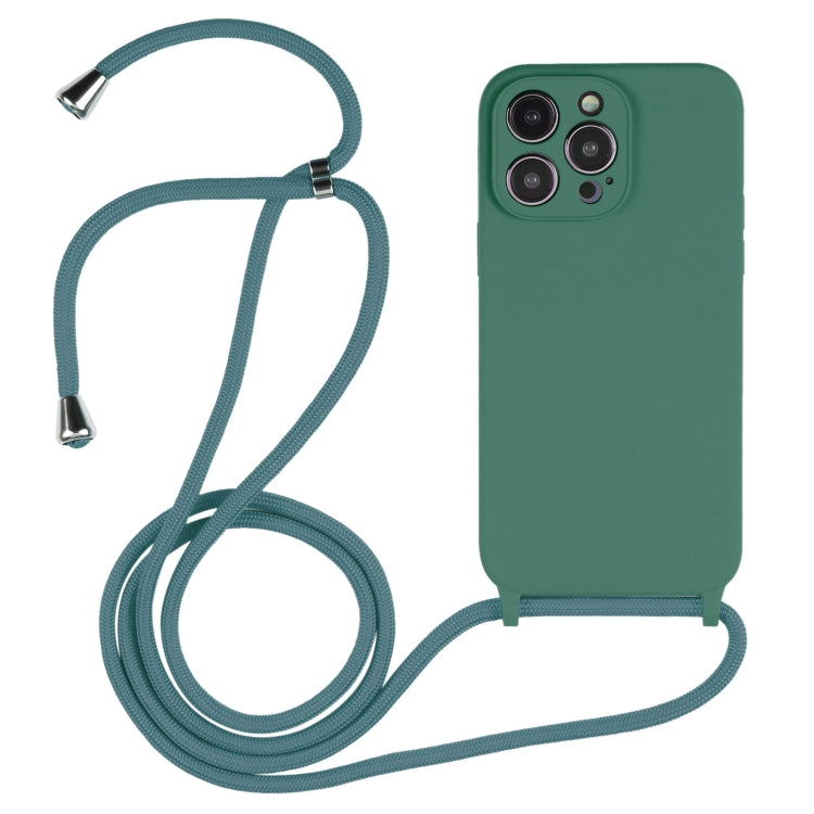 For iPhone 16 Pro Crossbody Lanyard Liquid Silicone Case(Emerald Green) - iPhone 16 Pro Cases by buy2fix | Online Shopping UK | buy2fix