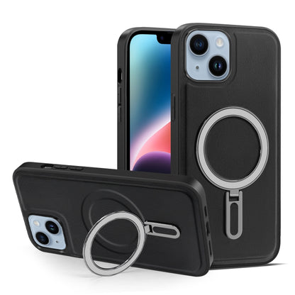 For iPhone 14 MagSafe Magnetic Holder Phone Case(Black) - iPhone 14 Cases by buy2fix | Online Shopping UK | buy2fix