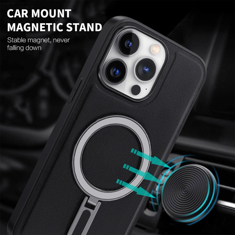 For iPhone 14 MagSafe Magnetic Holder Phone Case(Black) - iPhone 14 Cases by buy2fix | Online Shopping UK | buy2fix