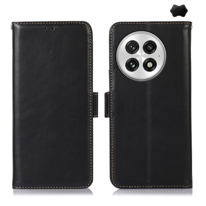 For OnePlus Nord 13 Magnetic Crazy Horse Texture Genuine Leather RFID Phone Case(Black) - OnePlus Cases by buy2fix | Online Shopping UK | buy2fix