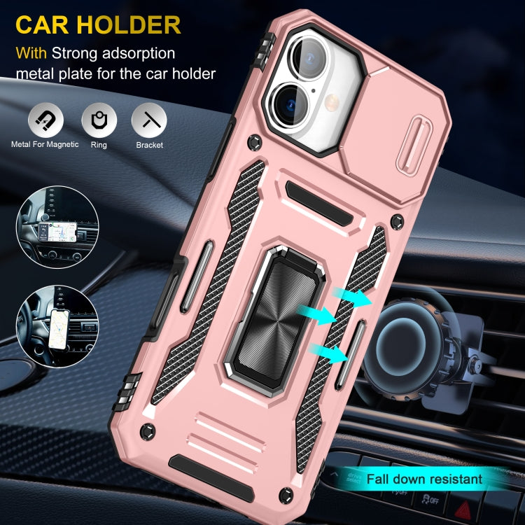 For iPhone 16 Plus Armor PC + TPU Camera Shield Phone Case(Rose Gold) - iPhone 16 Plus Cases by buy2fix | Online Shopping UK | buy2fix