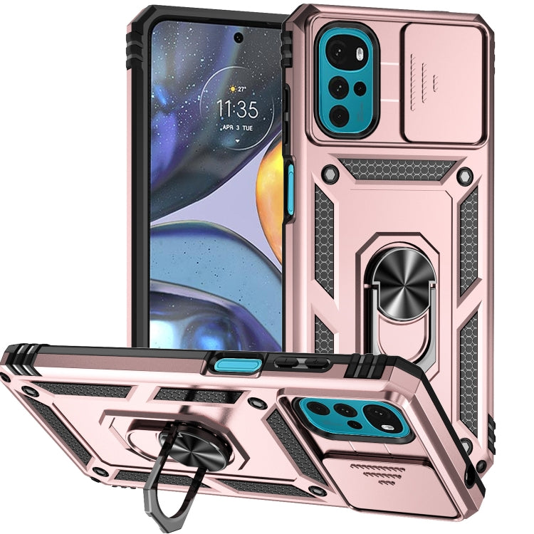 For Motorola Moto G22 5G / Moto G Play 2024 Sliding Camshield Holder Phone Case(Rose Gold) - Motorola Cases by buy2fix | Online Shopping UK | buy2fix