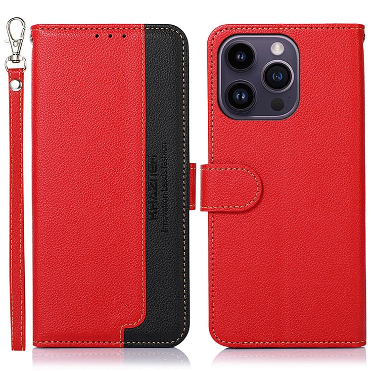 For iPhone 16 Pro KHAZNEH Litchi Texture Leather RFID Phone Case(Red) - iPhone 16 Pro Cases by buy2fix | Online Shopping UK | buy2fix