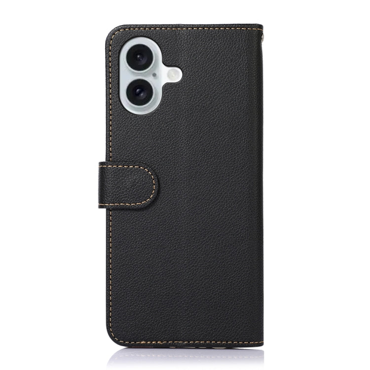 For iPhone 16 Plus KHAZNEH Litchi Texture Leather RFID Phone Case(Black) - iPhone 16 Plus Cases by buy2fix | Online Shopping UK | buy2fix