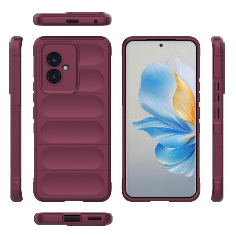 For Honor 100 5G Magic Shield TPU + Flannel Phone Case(Wine Red) - Honor Cases by buy2fix | Online Shopping UK | buy2fix