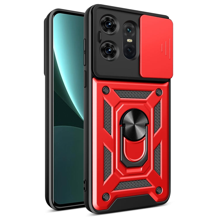 For Motorola Edge 50 Pro Global Sliding Camera Cover Design TPU Hybrid PC Phone Case(Red) - Motorola Cases by buy2fix | Online Shopping UK | buy2fix