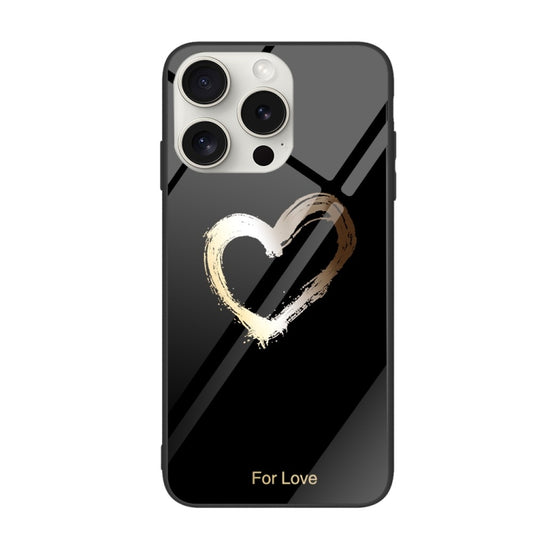 For iPhone 16 Pro Max Colorful Painted Glass Phone Case(Black Love) - iPhone 16 Pro Max Cases by buy2fix | Online Shopping UK | buy2fix