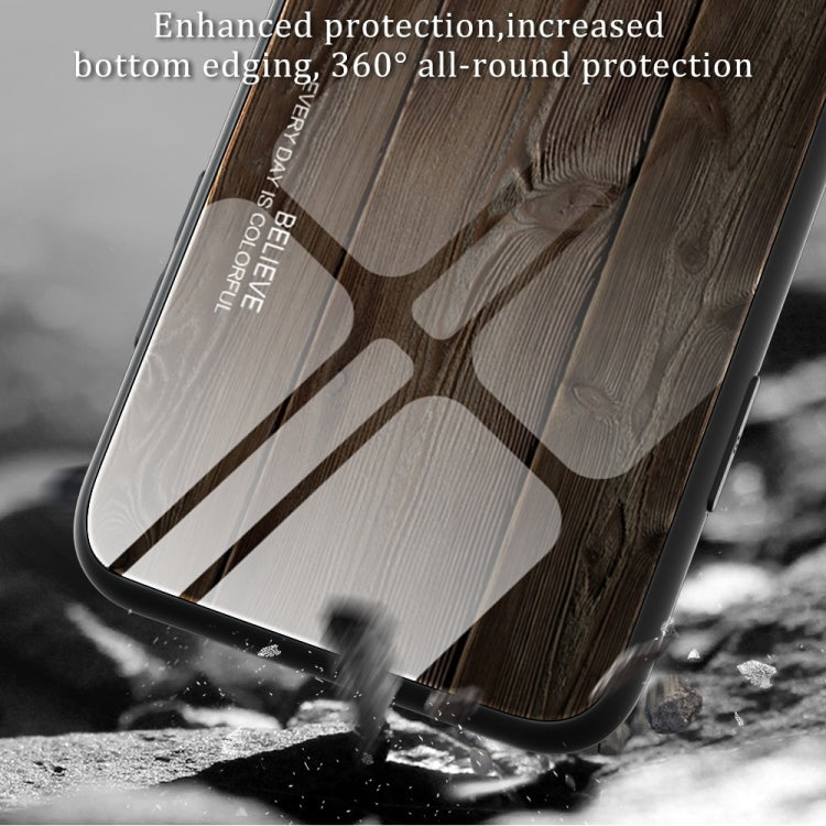 For iPhone 16 Pro Wood Grain Glass Phone Case(Coffee) - iPhone 16 Pro Cases by buy2fix | Online Shopping UK | buy2fix