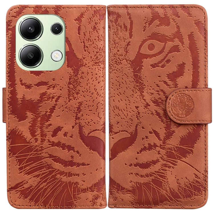 For Xiaomi Redmi Note 13 4G Global Tiger Embossing Pattern Leather Phone Case(Brown) - Note 13 Cases by buy2fix | Online Shopping UK | buy2fix