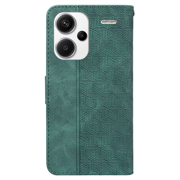 For Xiaomi Redmi Note 13 Pro+ 5G Geometric Embossed Leather Phone Case(Green) - Note 13 Pro+ Cases by buy2fix | Online Shopping UK | buy2fix