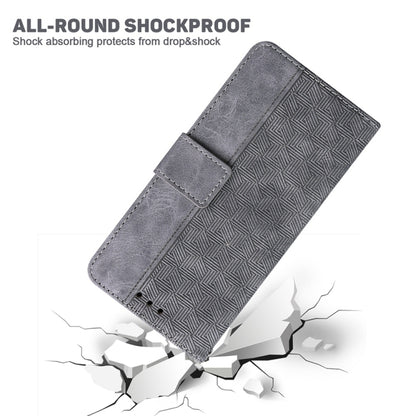 For Motorola Edge 2024 Geometric Embossed Leather Phone Case(Grey) - Motorola Cases by buy2fix | Online Shopping UK | buy2fix