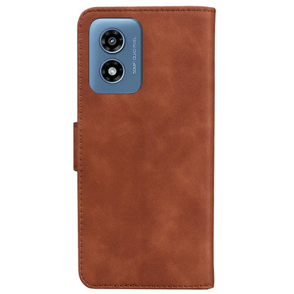 For Motorola Moto G Play 4G 2024 Skin Feel Pure Color Flip Leather Phone Case(Brown) - Motorola Cases by buy2fix | Online Shopping UK | buy2fix