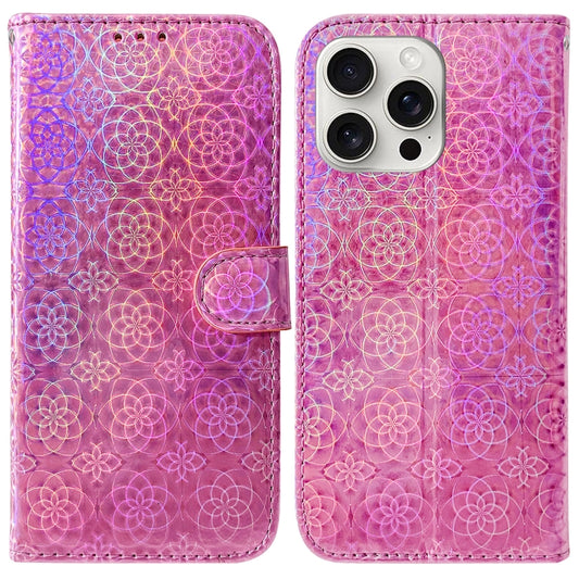 For iPhone 16 Pro Colorful Magnetic Buckle Leather Phone Case(Pink) - iPhone 16 Pro Cases by buy2fix | Online Shopping UK | buy2fix