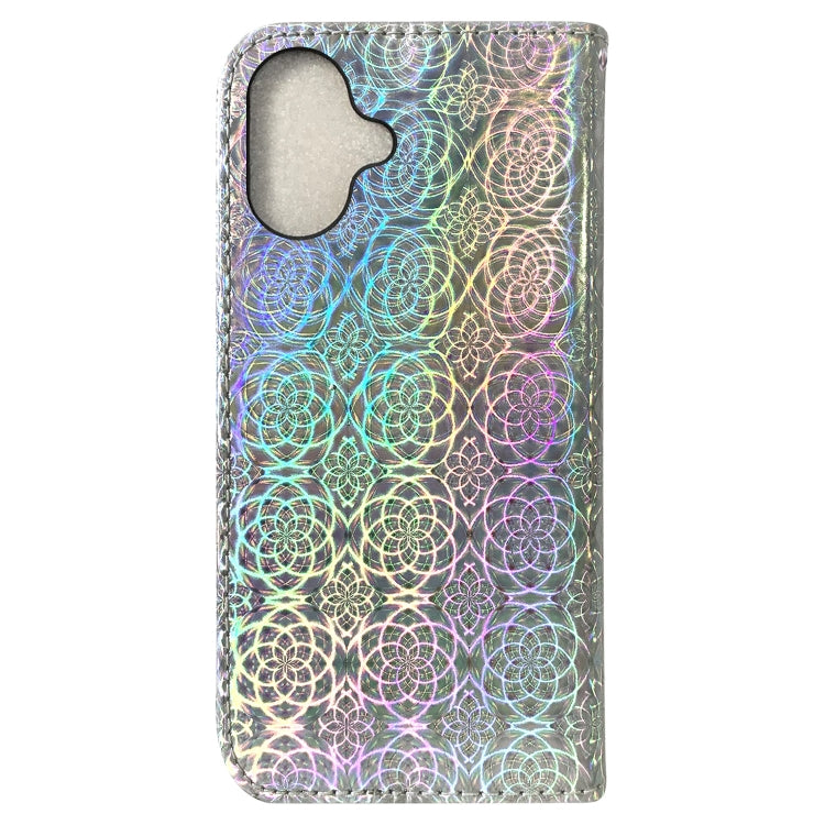 For iPhone 16 Colorful Magnetic Buckle Leather Phone Case(Silver) - iPhone 16 Cases by buy2fix | Online Shopping UK | buy2fix