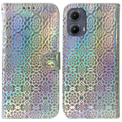 For Motorola Edge 2024 Colorful Magnetic Buckle Leather Phone Case(Silver) - Motorola Cases by buy2fix | Online Shopping UK | buy2fix