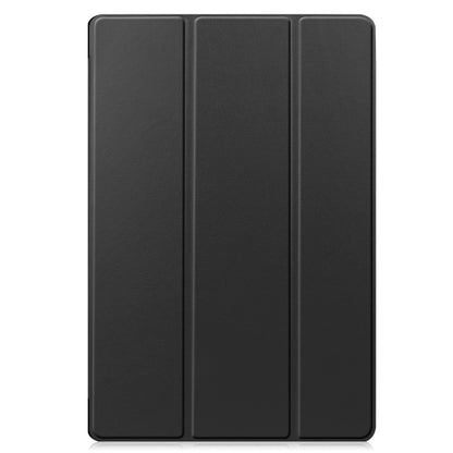 For Samsung Galaxy Tab S9 FE+ Custer Pure Color 3-Fold Holder Smart Leather Tablet Case(Black) - Galaxy Tab S9 FE+ by buy2fix | Online Shopping UK | buy2fix