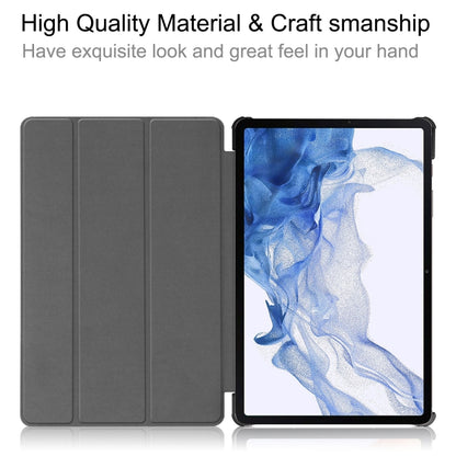 For Samsung Galaxy Tab S9 Custer Painted 3-Fold Holder Smart Leather Tablet Case(Milky Way Nebula) - Galaxy Tab S9 Cases by buy2fix | Online Shopping UK | buy2fix